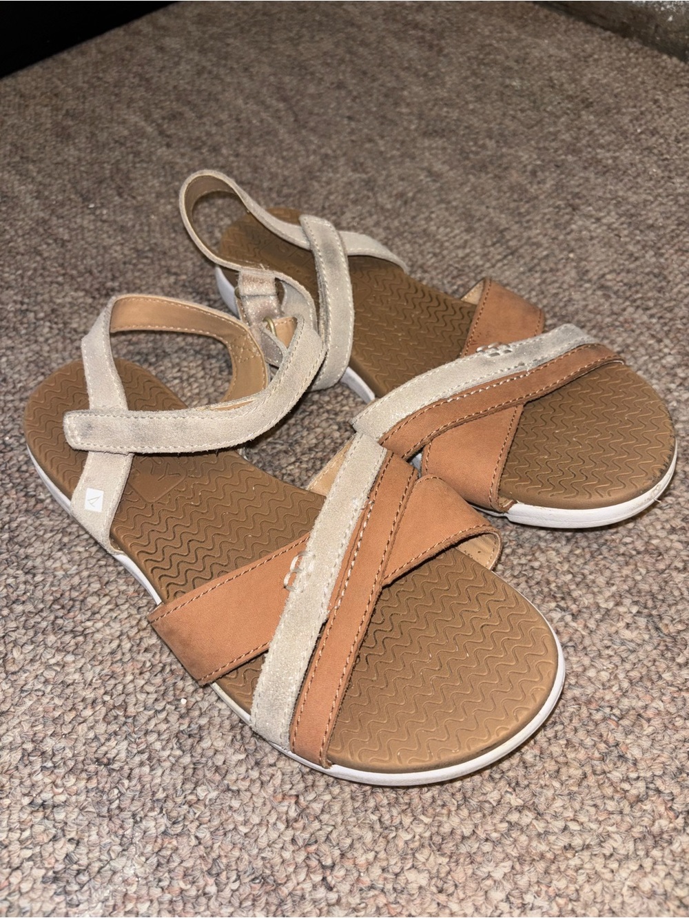 Sperry Kids Tan and Cream Cross-Strap Sandals